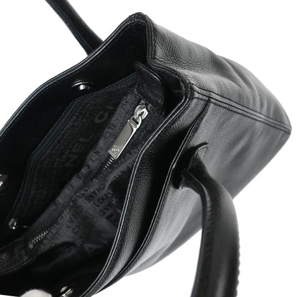 Chanel 2005-2006 Black Calfskin Mademoiselle Lock Tote Handbag