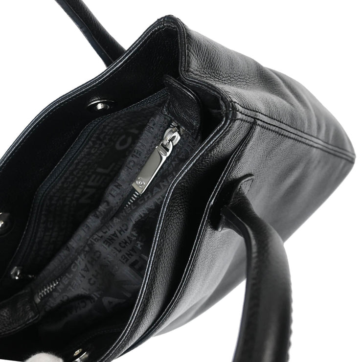 Chanel 2005-2006 Black Calfskin Mademoiselle Lock Tote Handbag