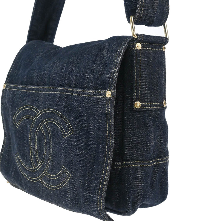 Chanel 2005-2006 Navy Denim Shoulder Bag