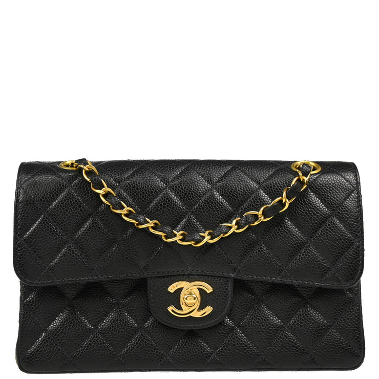 Chanel Black Caviar Small Classic Double Flap Shoulder Bag