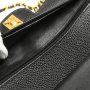 Chanel Black Caviar Small Classic Double Flap Shoulder Bag