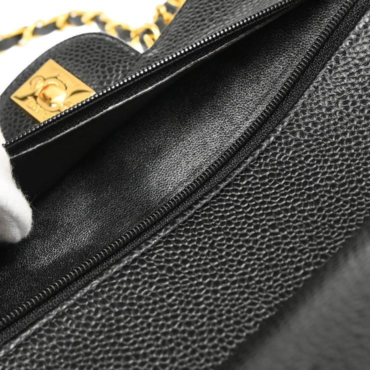 Chanel Black Caviar Small Classic Double Flap Shoulder Bag