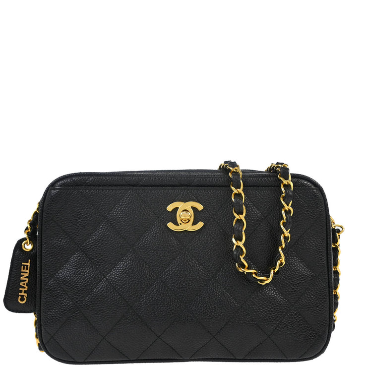 Chanel 1994-1996 Black Caviar Camera Bag Small