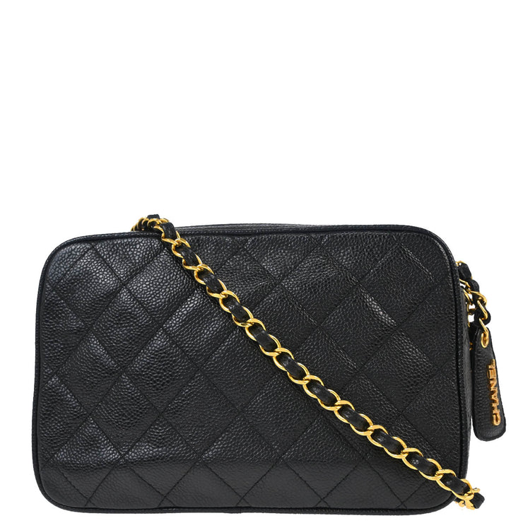 Chanel 1994-1996 Black Caviar Camera Bag Small
