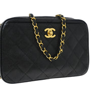 Chanel 1994-1996 Black Caviar Camera Bag Small