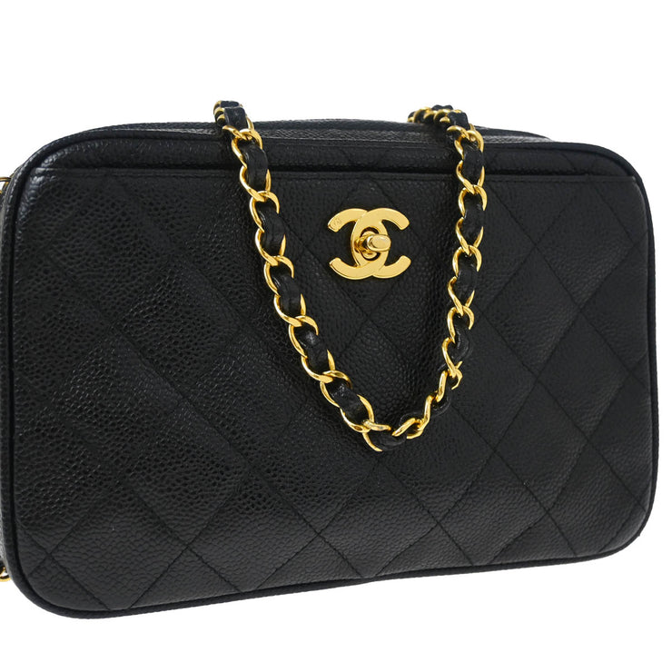 Chanel 1994-1996 Black Caviar Camera Bag Small