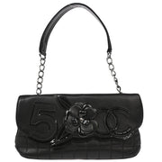 Chanel 2005-2006 Black Lambskin Choco Bar Camellia No.5 CC Handbag