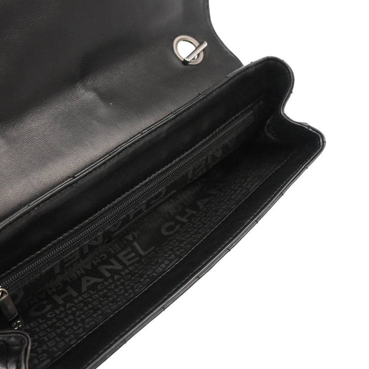Chanel 2005-2006 Black Lambskin Choco Bar Camellia No.5 CC Handbag