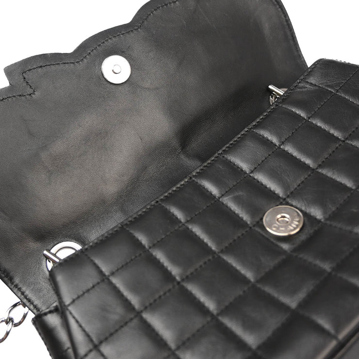 Chanel 2005-2006 Black Lambskin Choco Bar Camellia No.5 CC Handbag