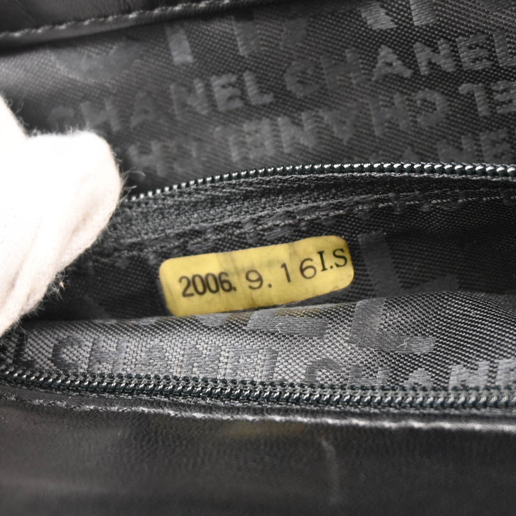 Chanel 2005-2006 Black Lambskin Choco Bar Camellia No.5 CC Handbag