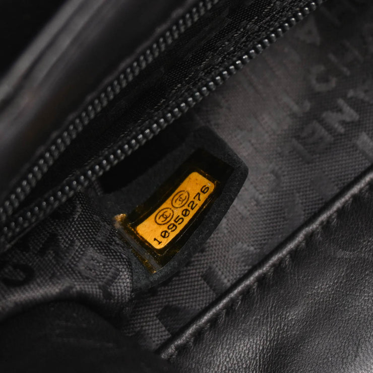 Chanel 2005-2006 Black Lambskin Choco Bar Camellia No.5 CC Handbag