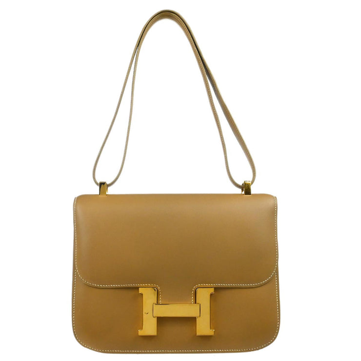 Hermes 1998 Beige Box Calf Constance 23 Shoulder Bag