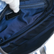 Christian Dior 2001 Blue Denim Print Cotton Saddle Handbag