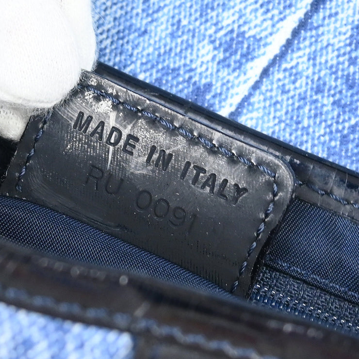 Christian Dior 2001 Blue Denim Print Cotton Saddle Handbag