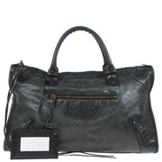 Balenciaga Dark Green Goatskin The Work Duffle Handbag