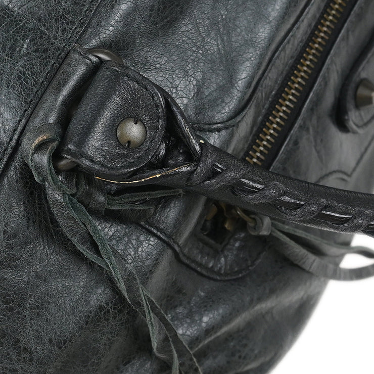Balenciaga Dark Green Goatskin The Work Duffle Handbag