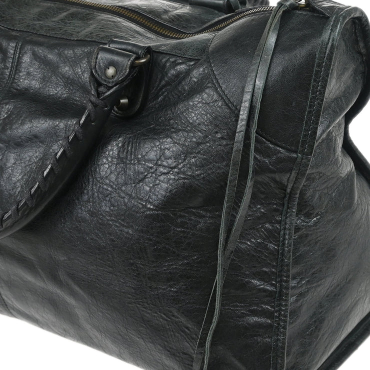 Balenciaga Dark Green Goatskin The Work Duffle Handbag