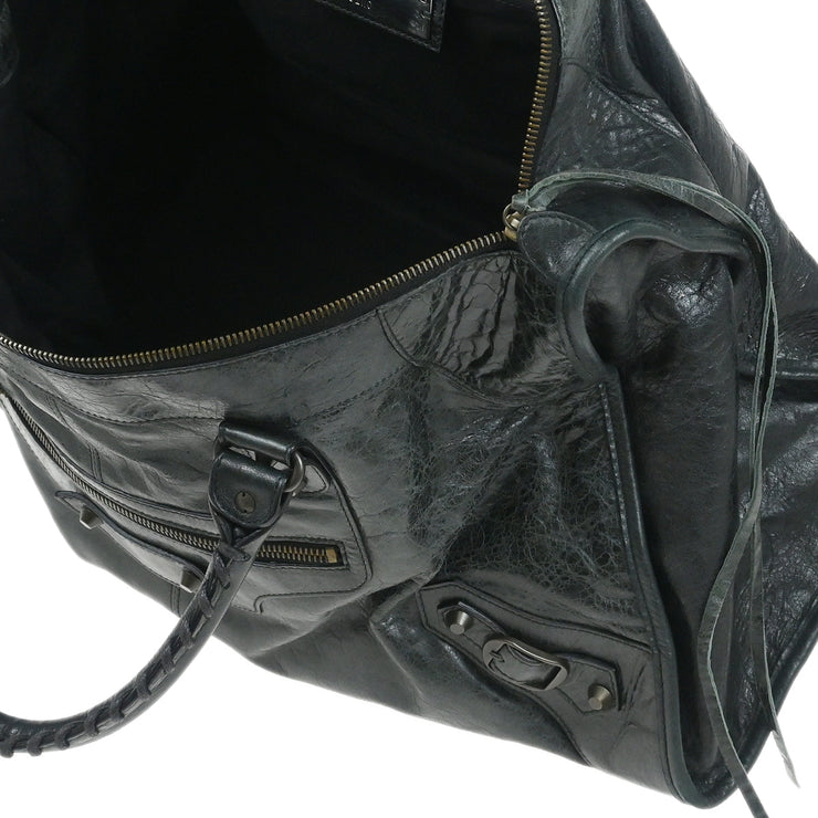 Balenciaga Dark Green Goatskin The Work Duffle Handbag