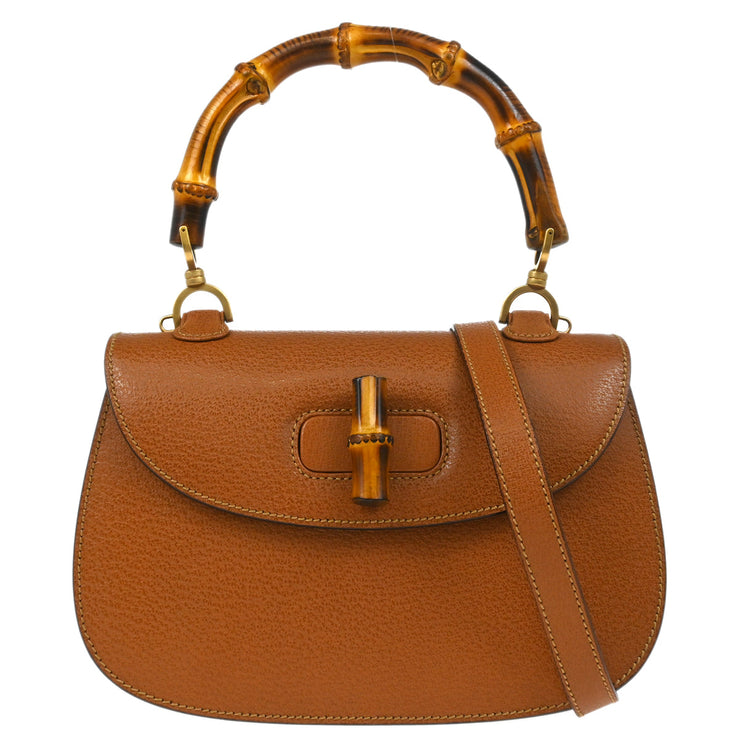 Gucci Brown Bamboo 2way Shoulder Handbag