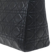 Christian Dior 1997 Black Lambskin Medium Lady Dior Cannage 2way Shoulder Handbag