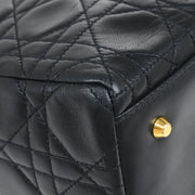 Christian Dior 1997 Black Lambskin Medium Lady Dior Cannage 2way Shoulder Handbag