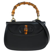 Gucci Black Bamboo 2way Shoulder Handbag