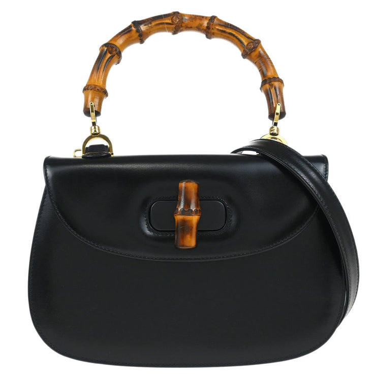 Gucci Black Bamboo 2way Shoulder Handbag