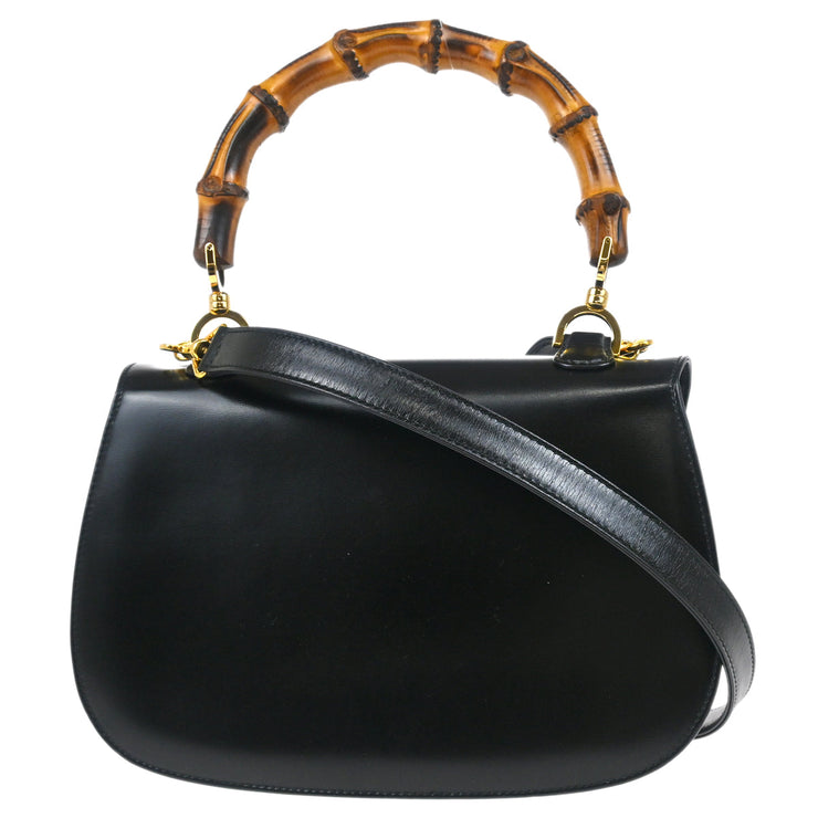 Gucci Black Bamboo 2way Shoulder Handbag