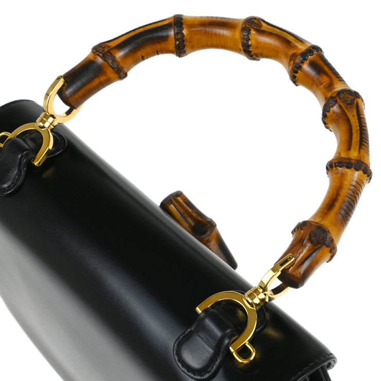 Gucci Black Bamboo 2way Shoulder Handbag