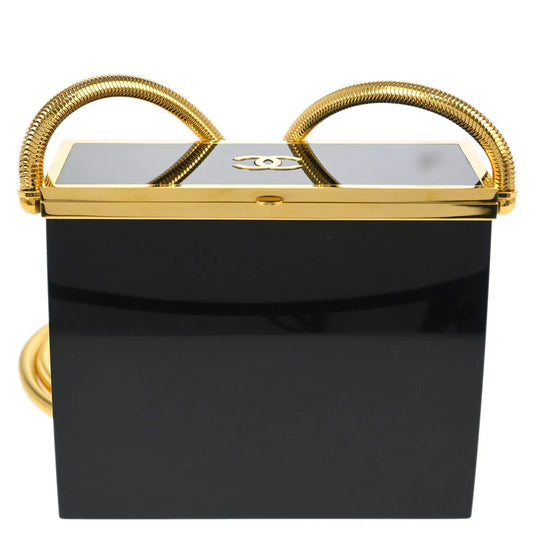 Chanel Black Acrylic Runway Lucite Minaudiere Box Shoulder Bag 97P