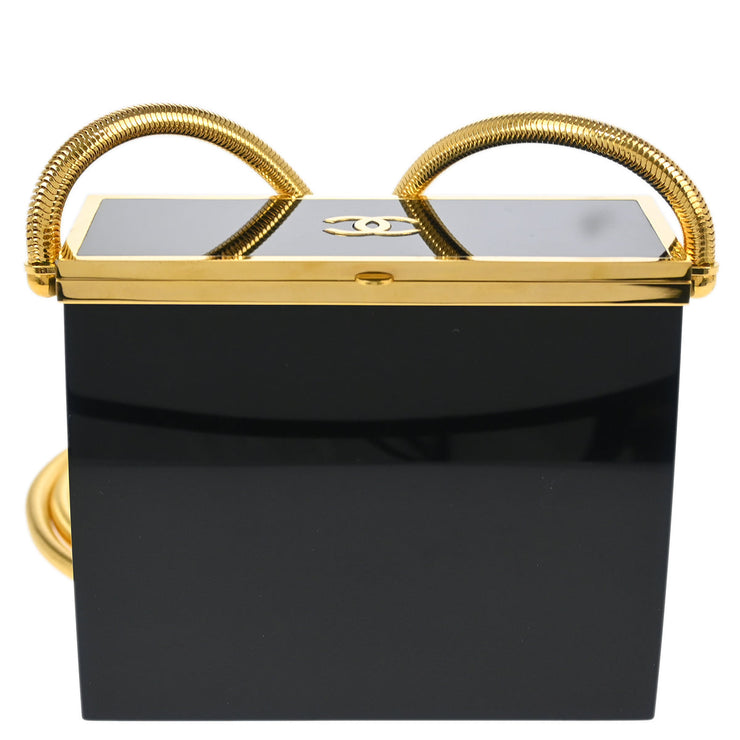 Chanel Black Acrylic Runway Lucite Minaudiere Box Shoulder Bag 97P