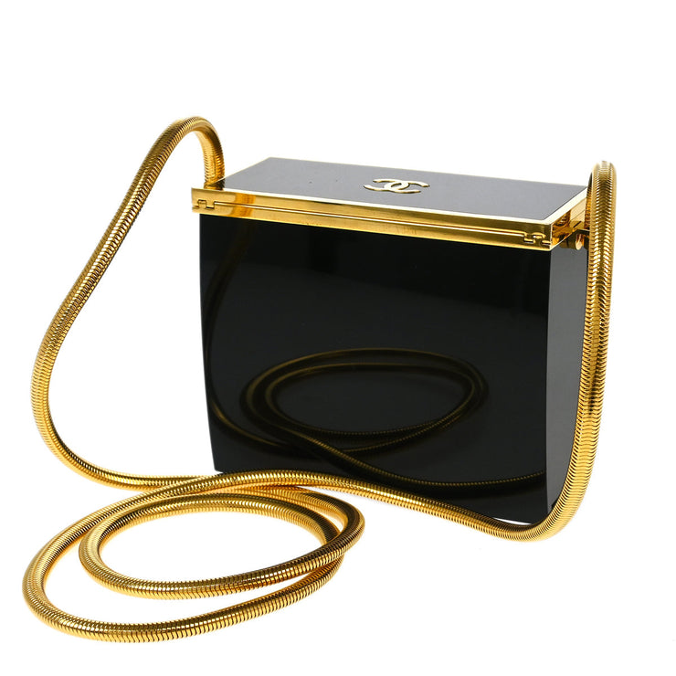 Chanel Black Acrylic Runway Lucite Minaudiere Box Shoulder Bag 97P