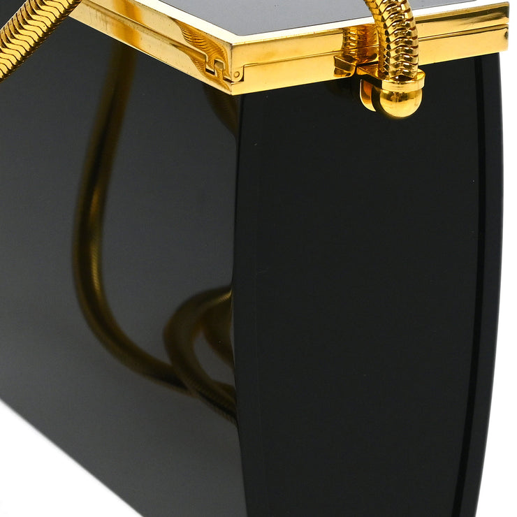 Chanel Black Acrylic Runway Lucite Minaudiere Box Shoulder Bag 97P