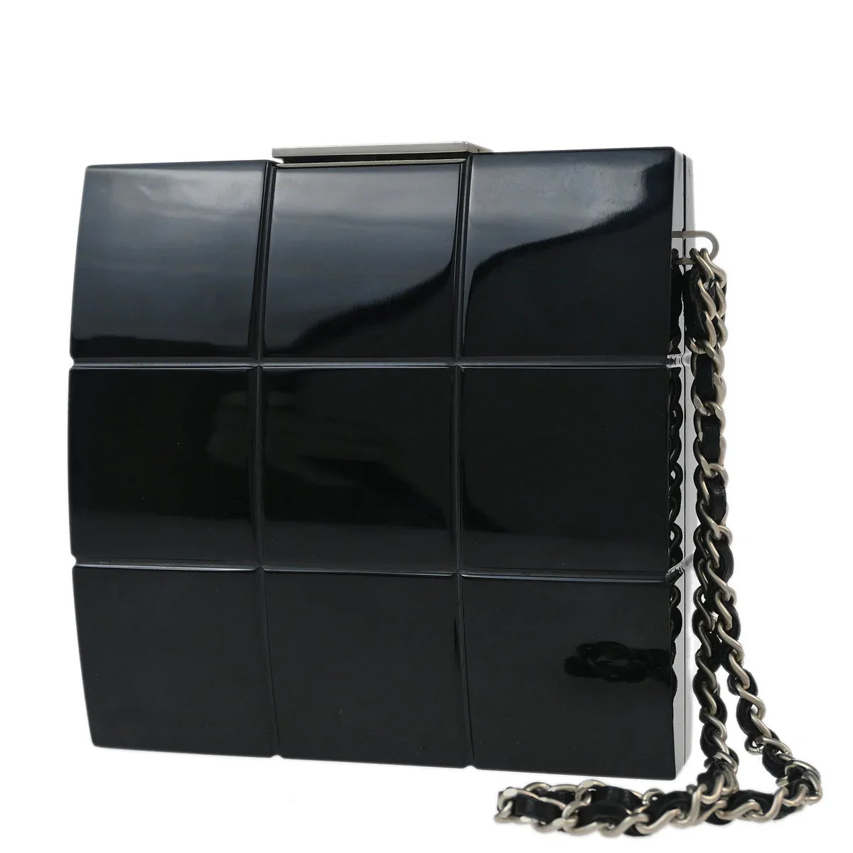 Chanel 2001-2003 Black Plexiglass Choco Bar Minaudiere Clutch Bag