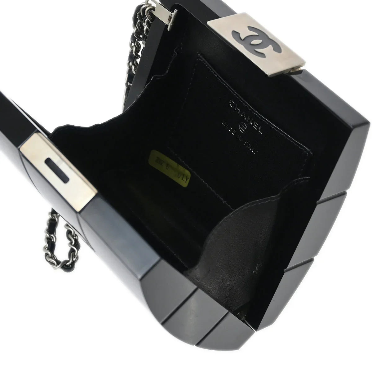 Chanel 2001-2003 Black Plexiglass Choco Bar Minaudiere Clutch Bag
