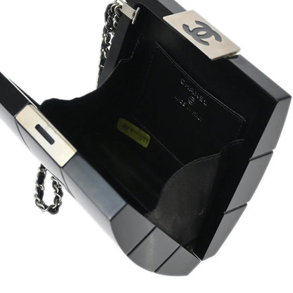 Chanel 2001-2003 Black Plexiglass Choco Bar Minaudiere Clutch Bag