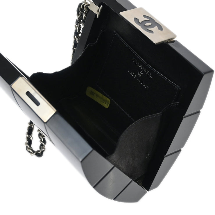 Chanel Black Plexiglass Choco Bar Minaudiere Clutch Bag