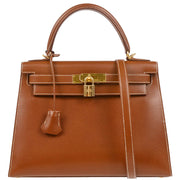 Hermes 2003 Noisette Lisse Kelly 28 Sellier 2way Shoulder Handbag