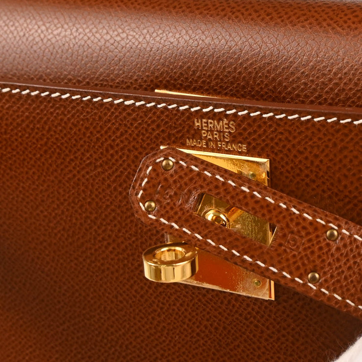 Hermes 2003 Noisette Lisse Kelly 28 Sellier 2way Shoulder Handbag