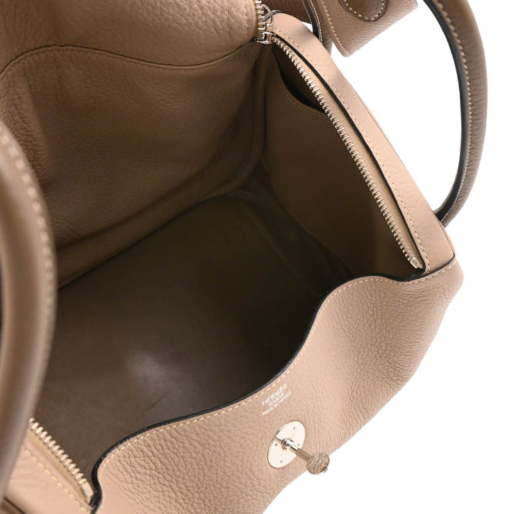 Hermes Gray Taurillon Clemence Lindy 34 Shoulder Bag