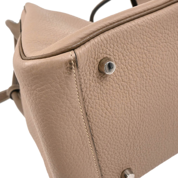 Hermes Gray Taurillon Clemence Lindy 34 Shoulder Bag