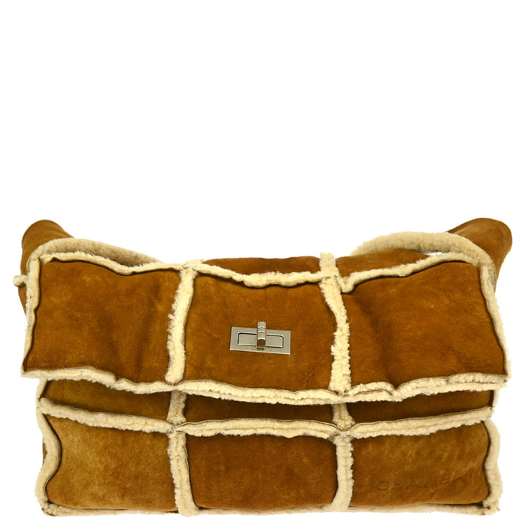 Chanel 2000-2001 Brown Mouton Mademoiselle Lock Shoulder Bag