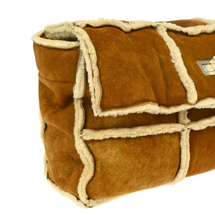 Chanel 2000-2001 Brown Mouton Mademoiselle Lock Shoulder Bag