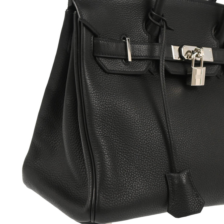 Hermes Black Taurillon Clemence Birkin 30 Handbag