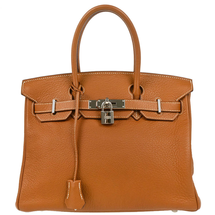 Hermes 2009 Gold Taurillon Clemence Birkin 30 Handbag
