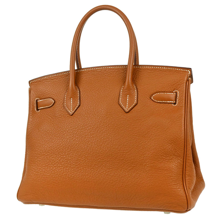 Hermes 2009 Gold Taurillon Clemence Birkin 30 Handbag