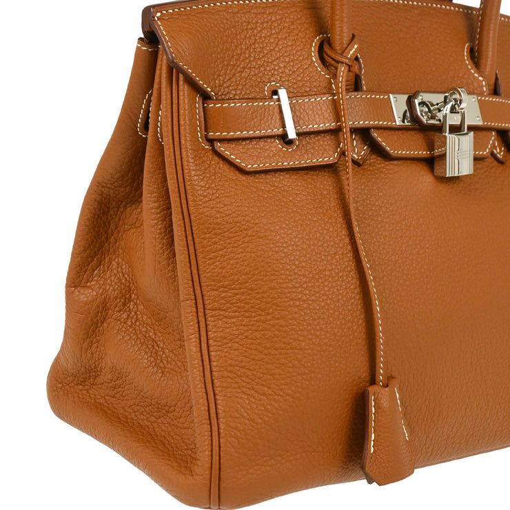 Hermes 2009 Gold Taurillon Clemence Birkin 30 Handbag