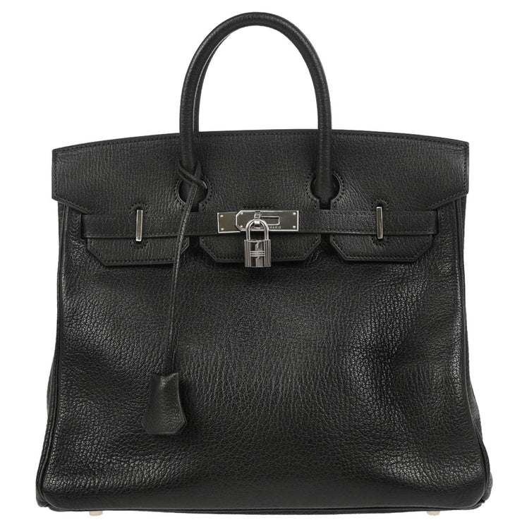 Hermes Black Chevre Haut a Courroies 32 Handbag