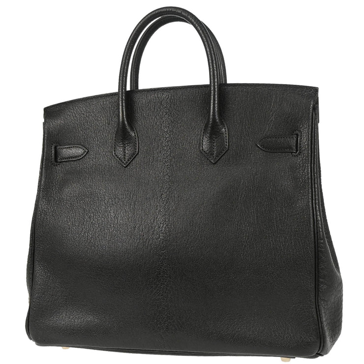 Hermes Black Chevre Haut a Courroies 32 Handbag
