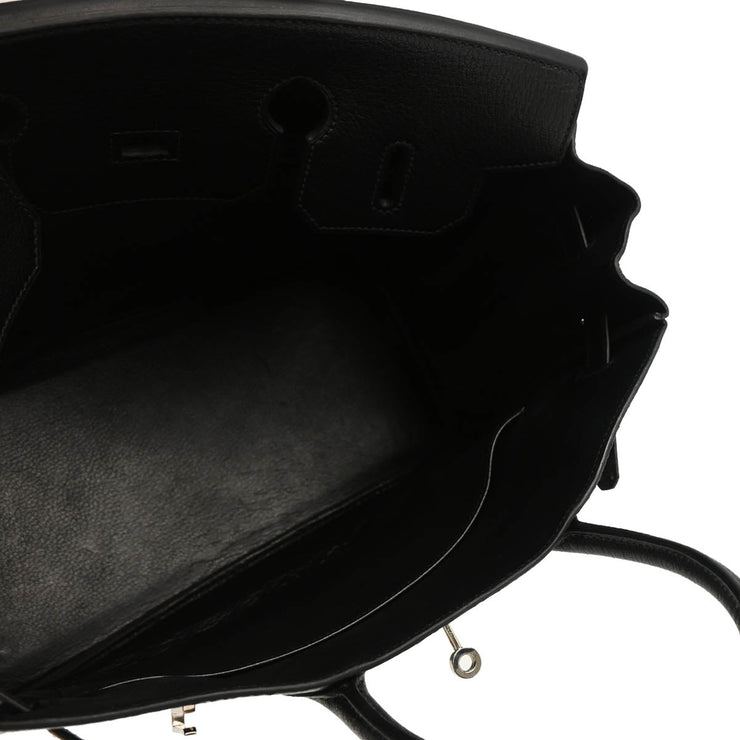 Hermes Black Chevre Haut a Courroies 32 Handbag